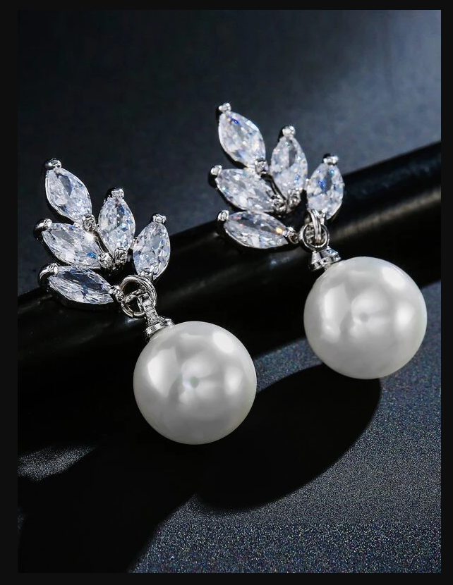 brinco br21 (2) Brinco com detalhe de pérolas clássico para noiva e festa