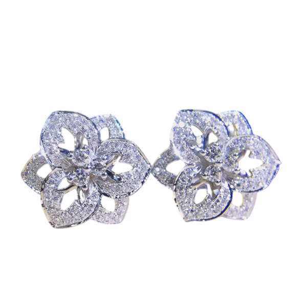 Brinco de flor para festa com zircônias para noiva e madrinha