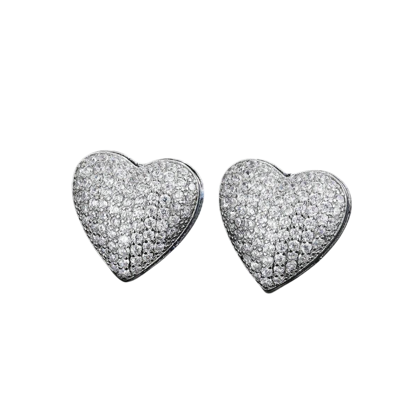 brinco br25 -1 Brinco de coração pequeno cravejado com zircônias luxo