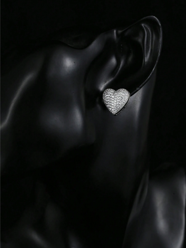 brinco br25 (4) Brinco de coração pequeno cravejado com zircônias luxo