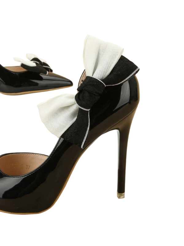 Lacinho Black White Decorativo para Sapato - Broche Clip Removível