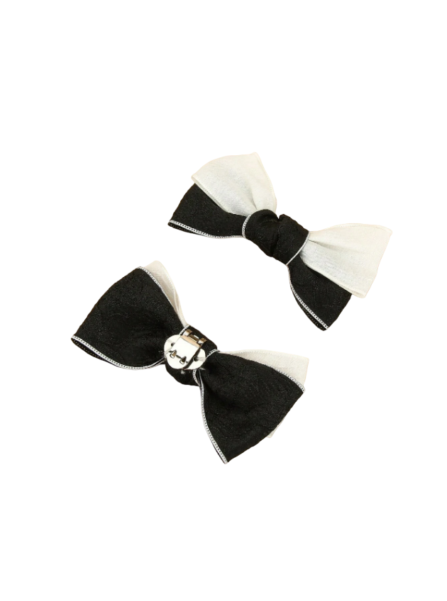 Lacinho Black White Decorativo para Sapato - Broche Clip Removível