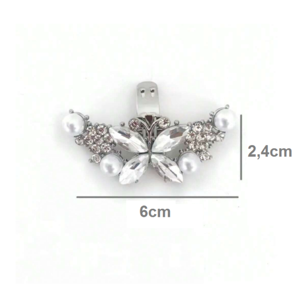 Broche borboleta Pedraria e pérola Clip Removível para Sapato Noiva Madrinha Festa