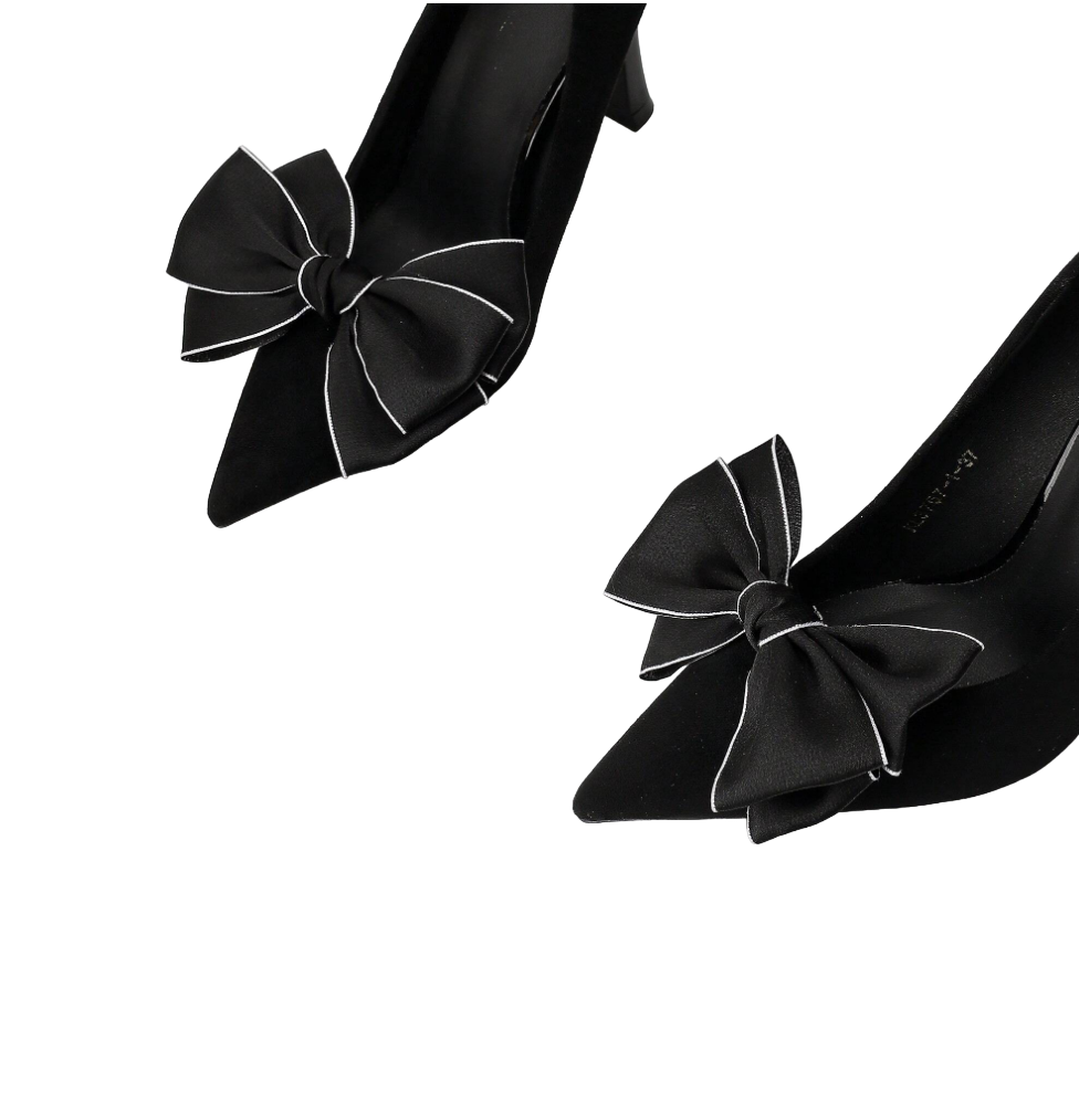 Lacinho preto Decorativo para Sapato - Broche Clip Removível