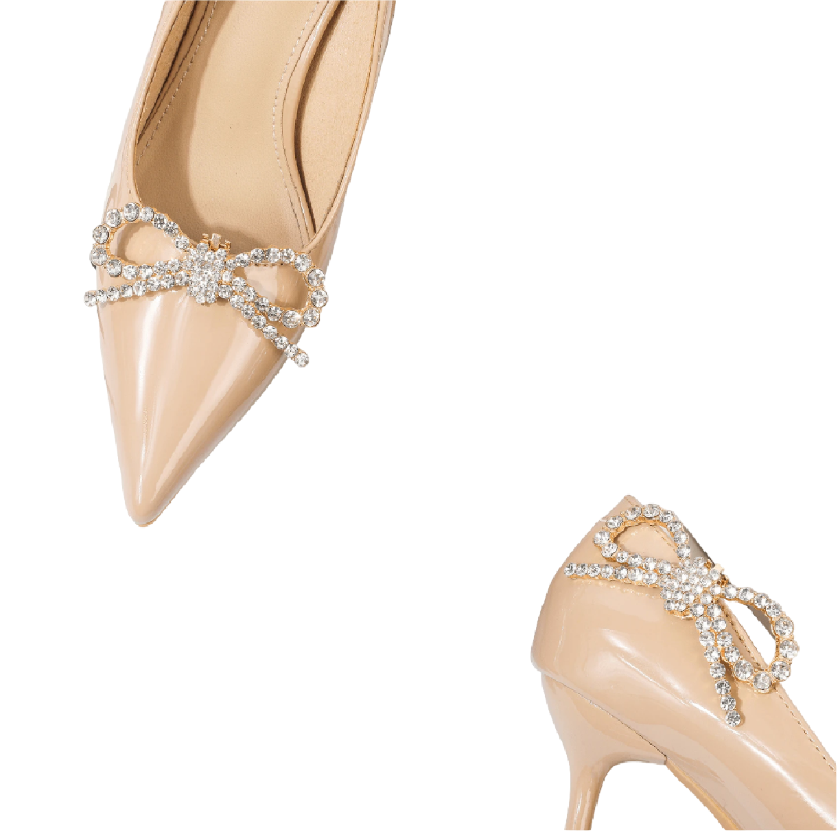 Broche lacinho Pedraria Clip dourado Removível para Sapato Noiva Madrinha Festa