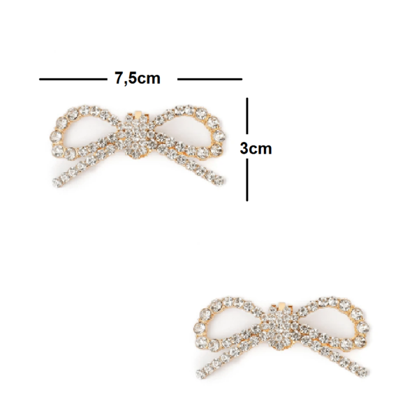 Broche lacinho Pedraria Clip dourado Removível para Sapato Noiva Madrinha Festa