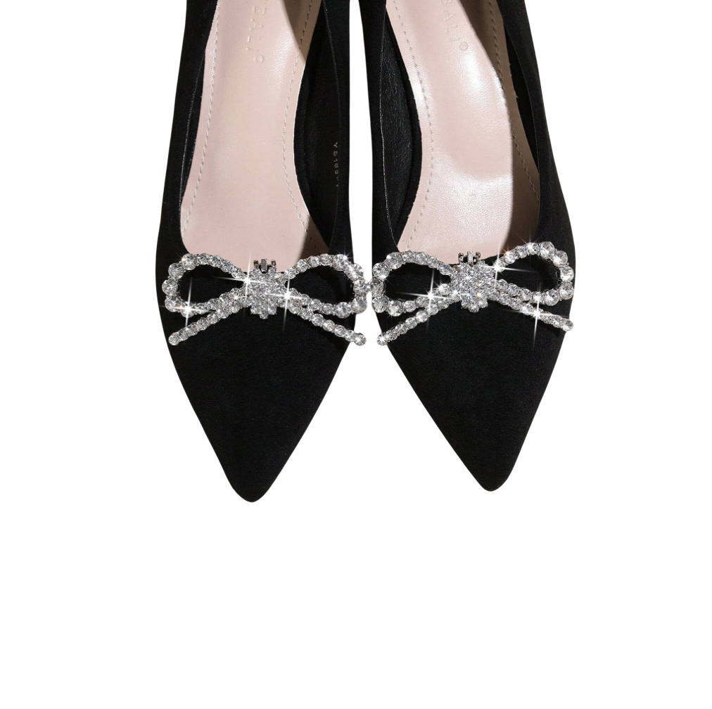 Broche lacinho Pedraria Clip prata Removível para Sapato Noiva Madrinha Festa