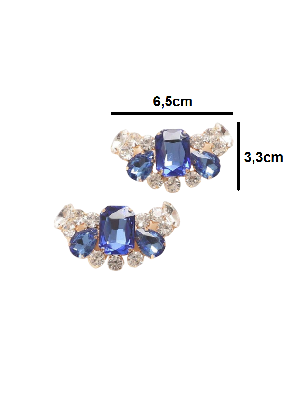 Broche Pedraria Azul Clip Removível para Sapato Madrinha Festa