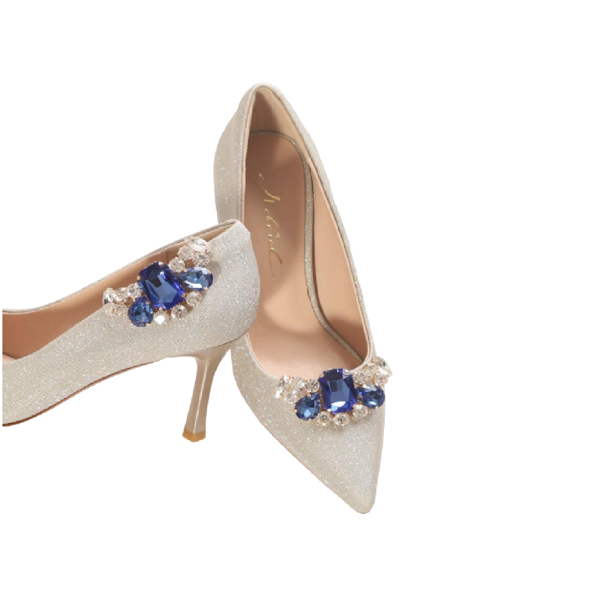 Broche Pedraria Azul Clip Removível para Sapato Madrinha Festa