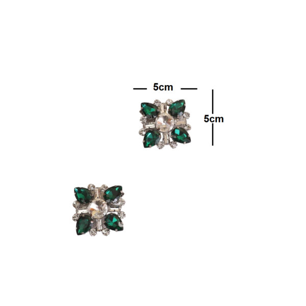 Broche Pedraria Verde Clip Removível para Sapato Madrinha Festa