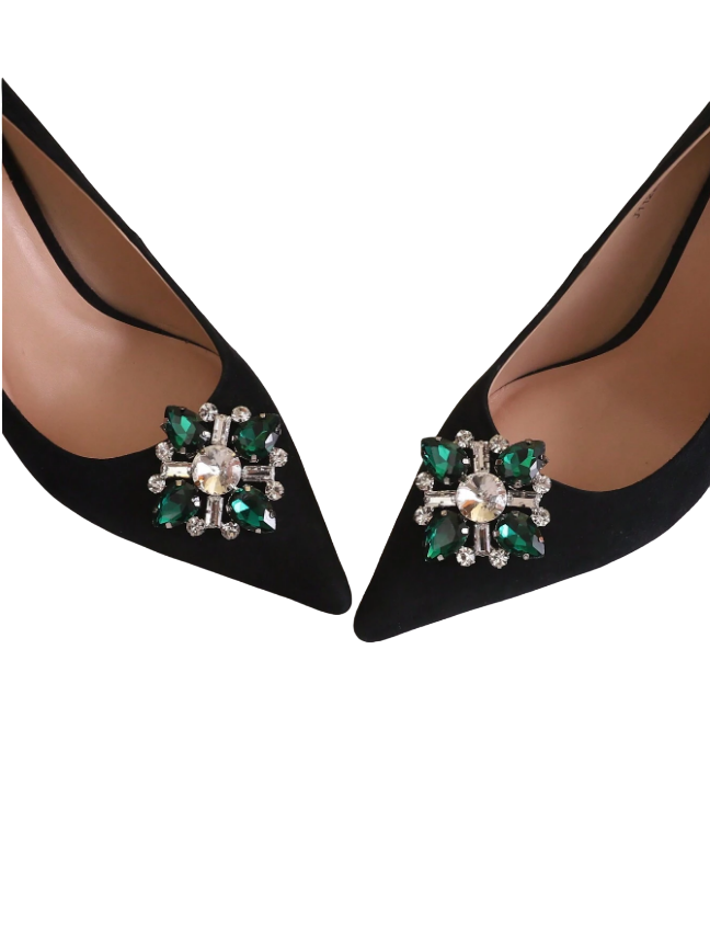 Broche Pedraria Verde Clip Removível para Sapato Madrinha Festa