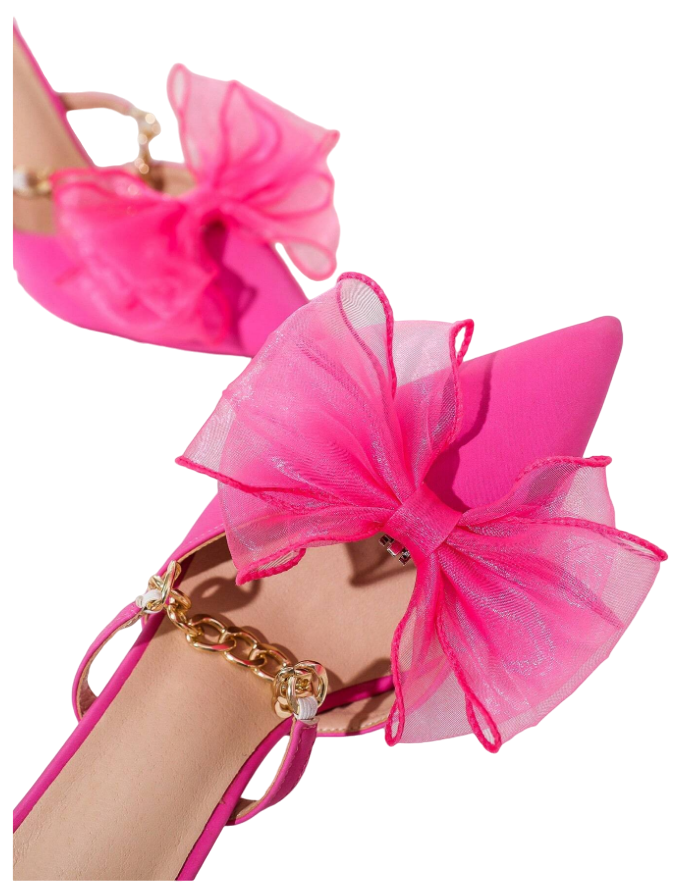 Laço Rosa Decorativo para Sapato - Broche Clip Removível