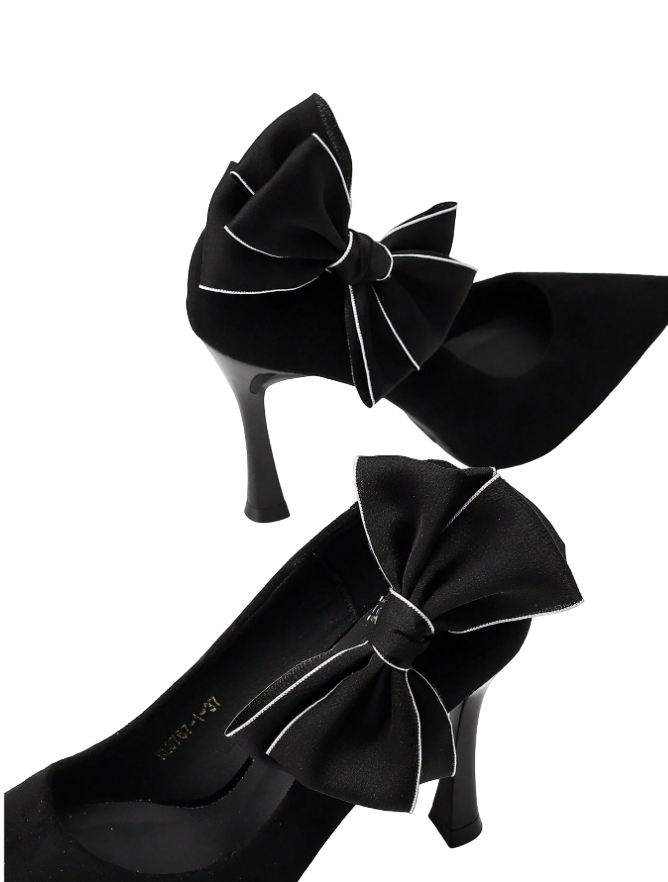 Lacinho preto Decorativo para Sapato - Broche Clip Removível