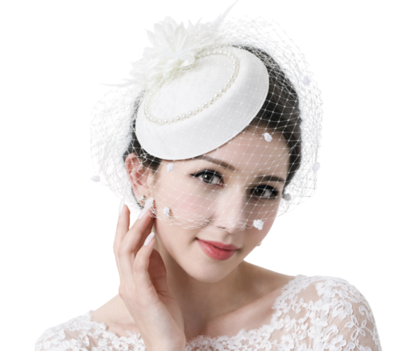 Casquete com voilette noiva casamento civil com detalhes de pérola