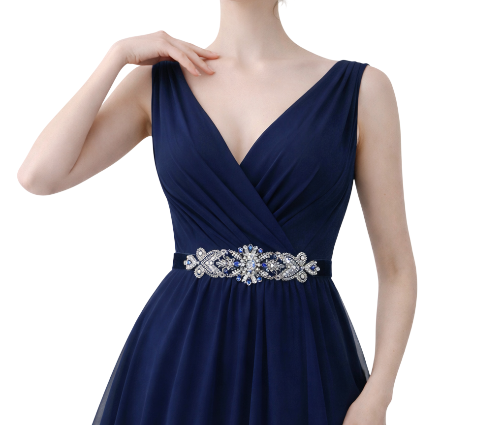 Cinto de festa azul marinho para vestido de festa