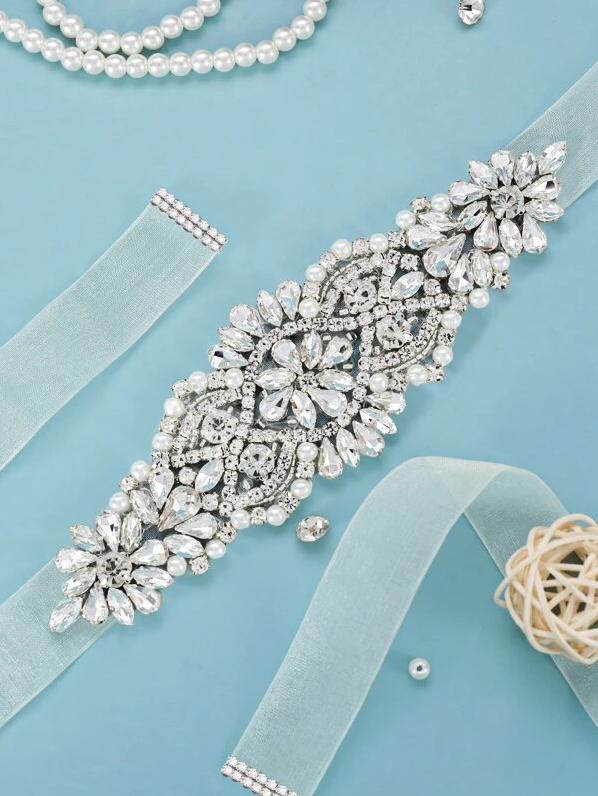 Cinto bordado para vestido de noiva off-white bordado
