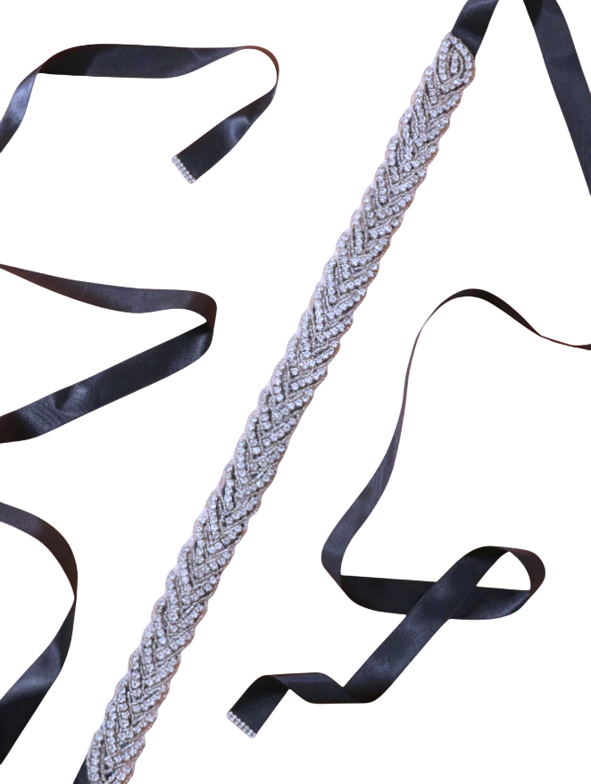 cinto bordado para vestido de festa preto