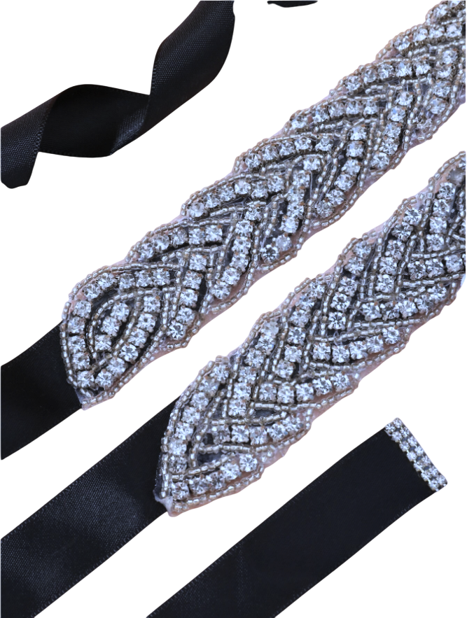 cinto bordado para vestido de festa preto