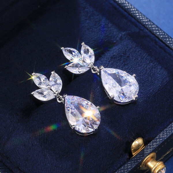 Conjunto de colar e brinco de zircônia luxo para noiva casamento