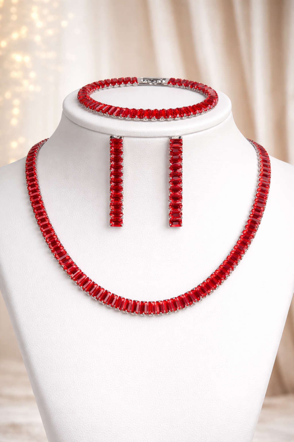 Conjunto riviera colar brinco e pulseira de luxo com zircônias