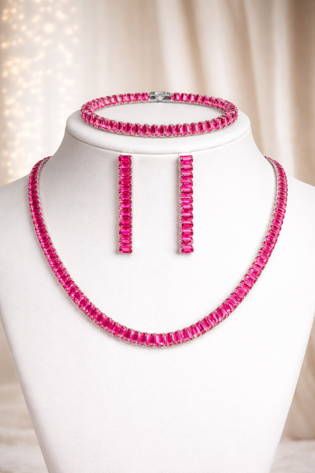 Conjunto riviera colar brinco e pulseira de luxo com zircônias