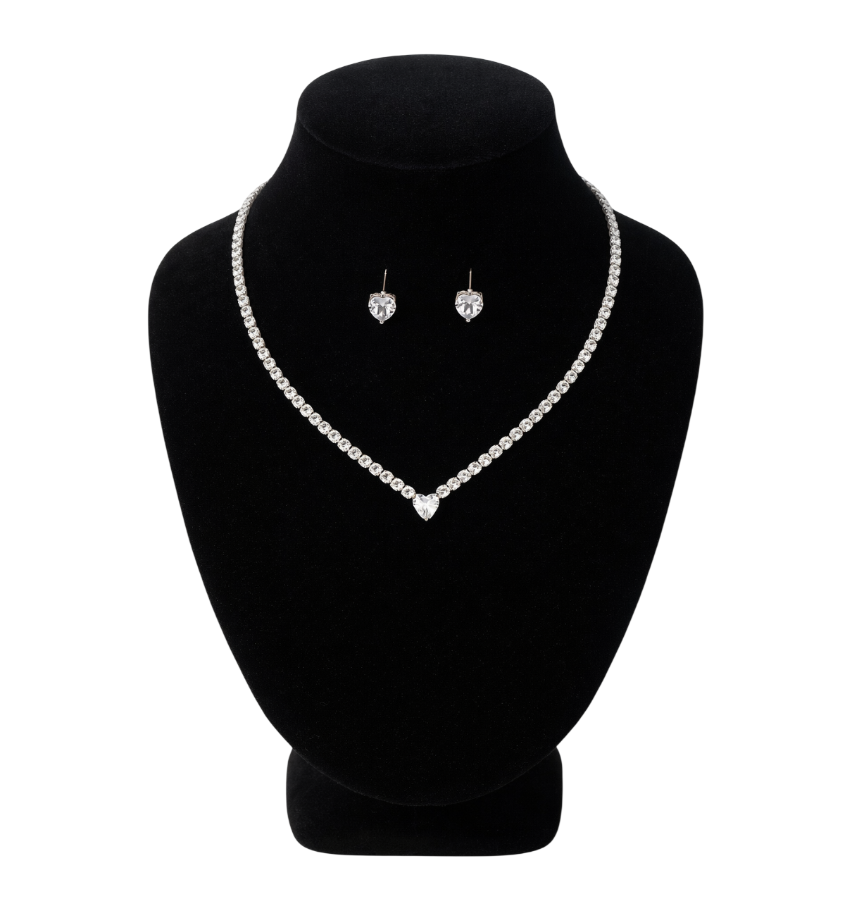 conjunto colar e brinco coração Conjunto colar brinco coração de luxo com zircônias