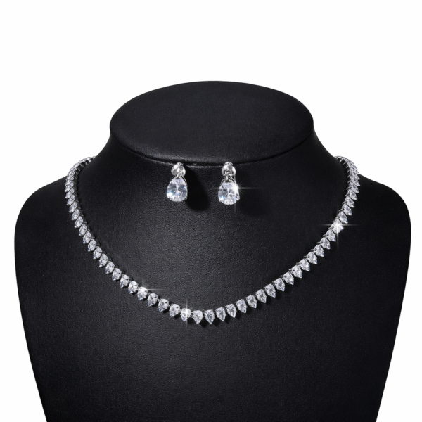 Conjunto riviera colar brinco de luxo com zircônias