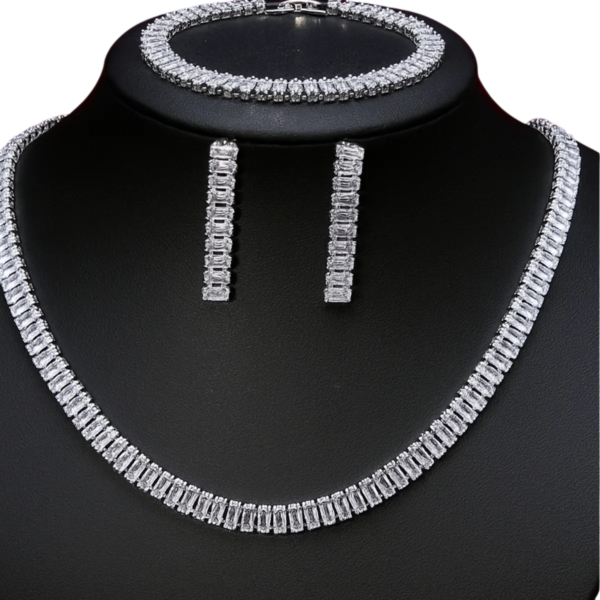 Conjunto riviera colar brinco e pulseira de luxo com zircônias