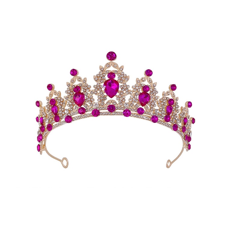 Coroa debutante dourado com cristais ROSA luxo