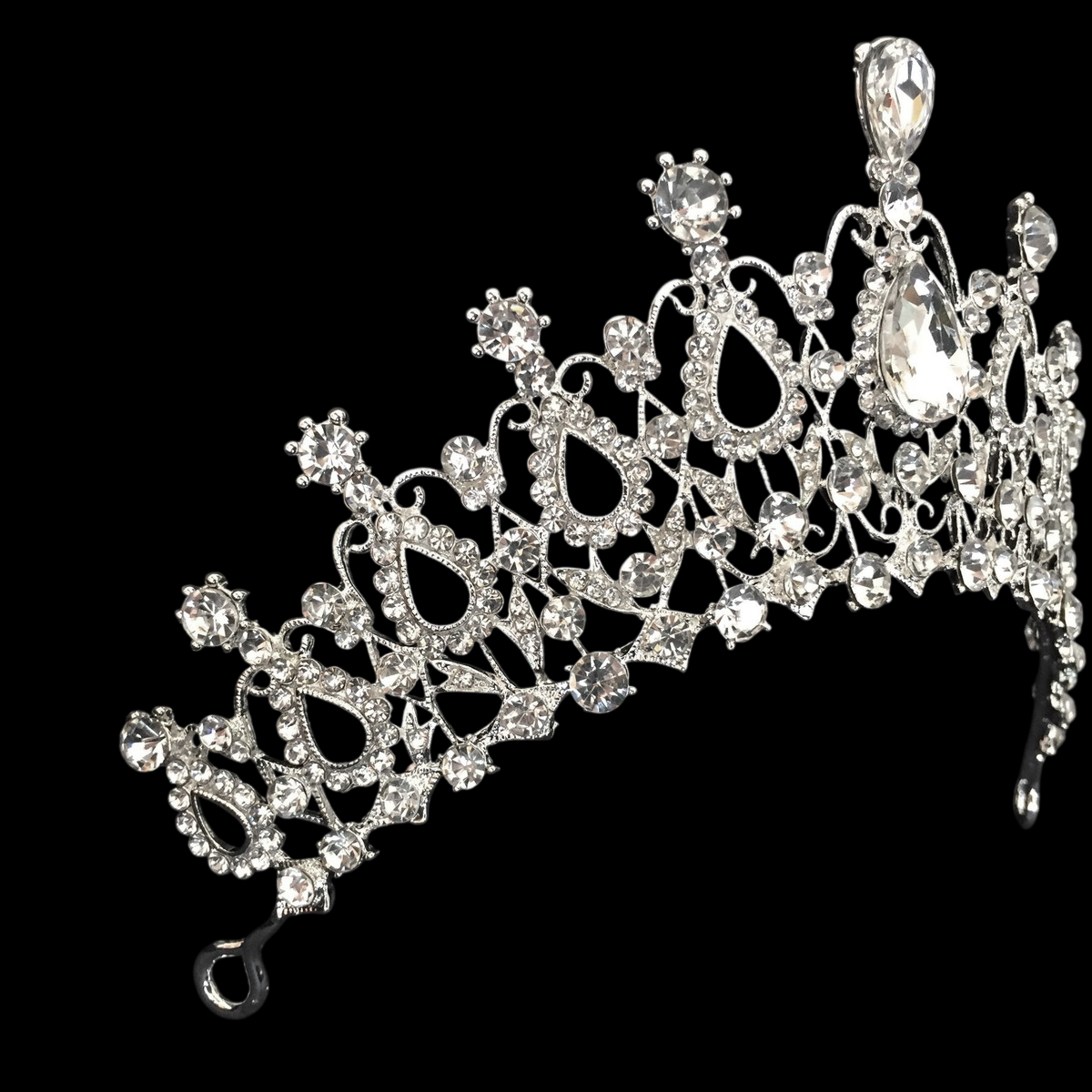 coroa b383 (2) Coroa de noiva alta 5,8cm com cristal gota central majestoso