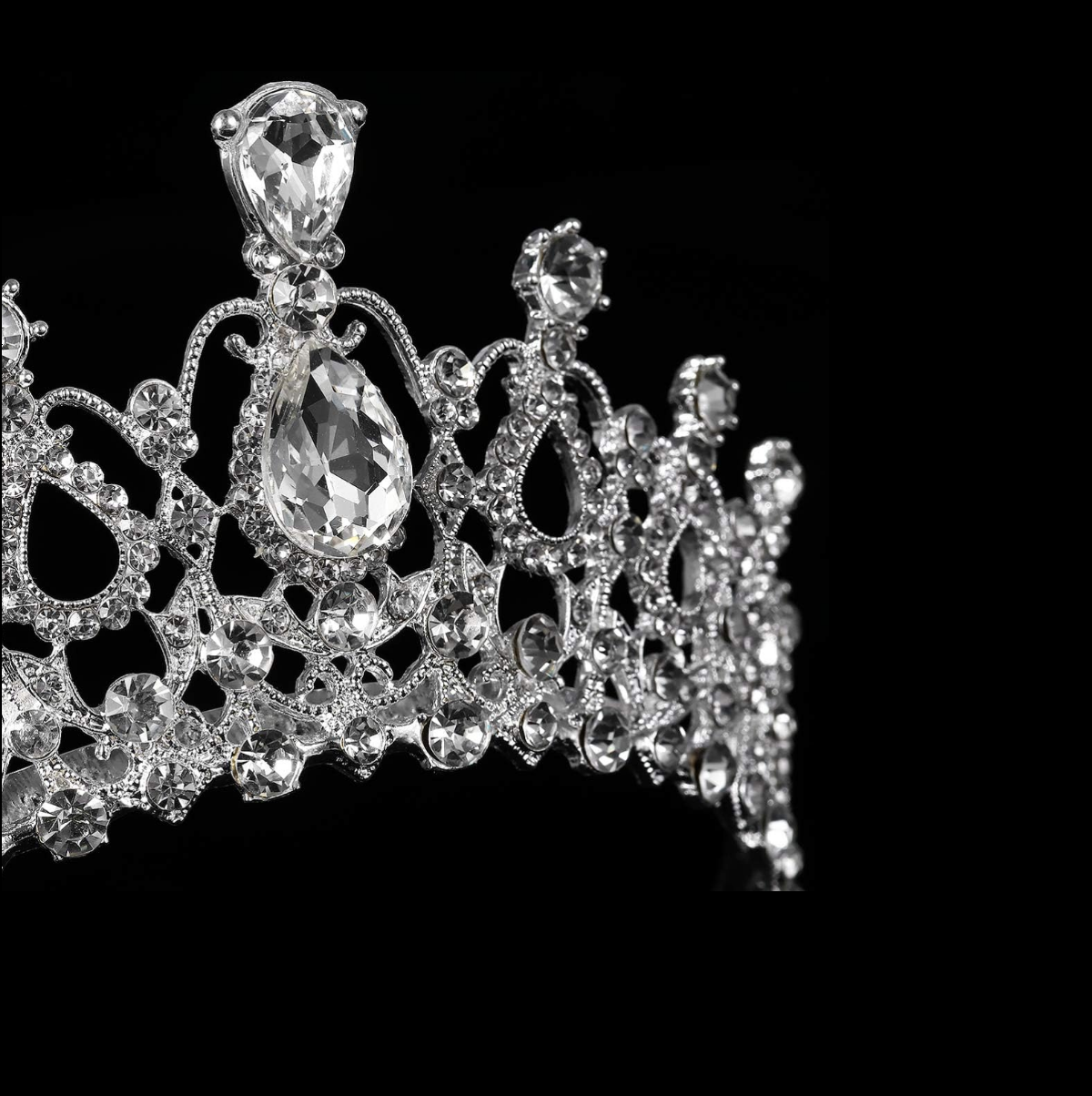 coroa b383 (3) Coroa de noiva alta 5,8cm com cristal gota central majestoso