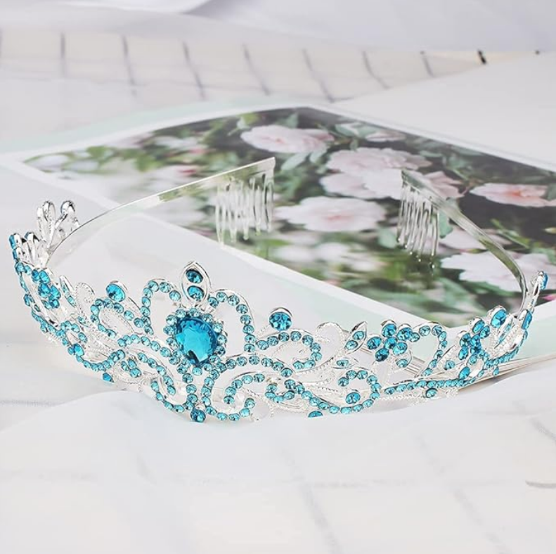 Tiara coroa infantil rosa com pentes laterais para daminha