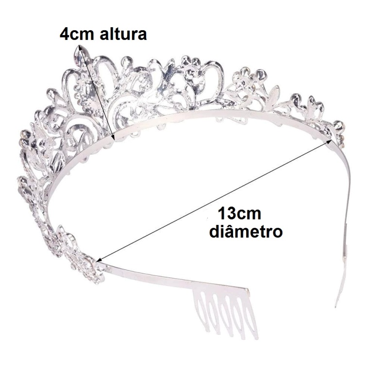 Tiara coroa com pentes laterais para daminha
