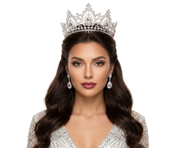Coroa de miss concurso debutante alta majestade com cristais gota gigantes luxo
