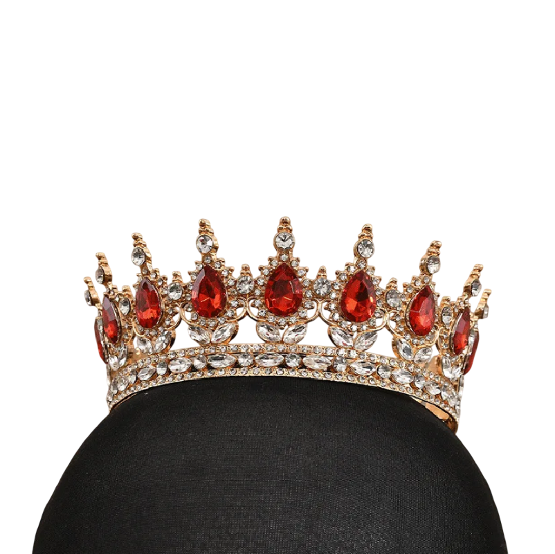 Coroa imperial redonda dourada inteira para noiva, topo de bolo e debutante