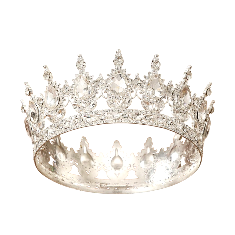 Coroa imperial redonda dourada inteira para noiva, topo de bolo e debutante