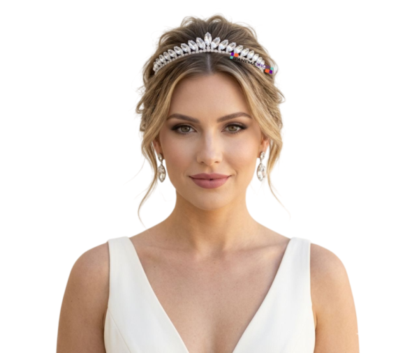 Tiara fina de cristais para penteado de festa e casamento
