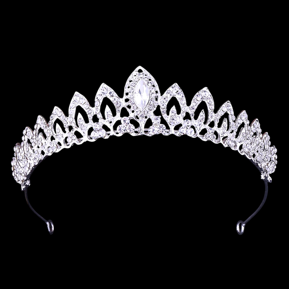 Coroa tiara de noiva princesa 3cm com cristais prateados
