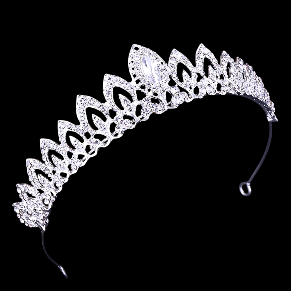 Coroa tiara de noiva princesa 3cm com cristais prateados