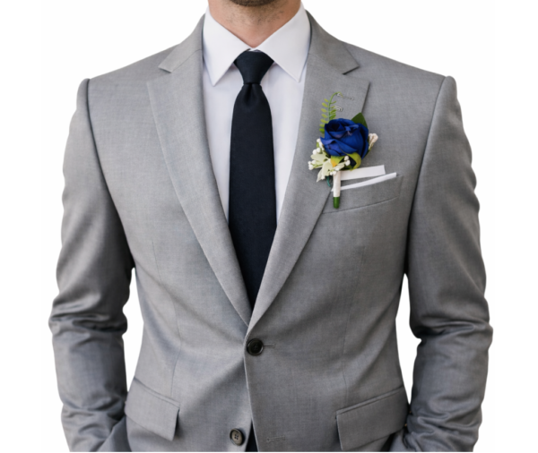 Flor de lapela artificial de alta qualidade para casamento flor azul