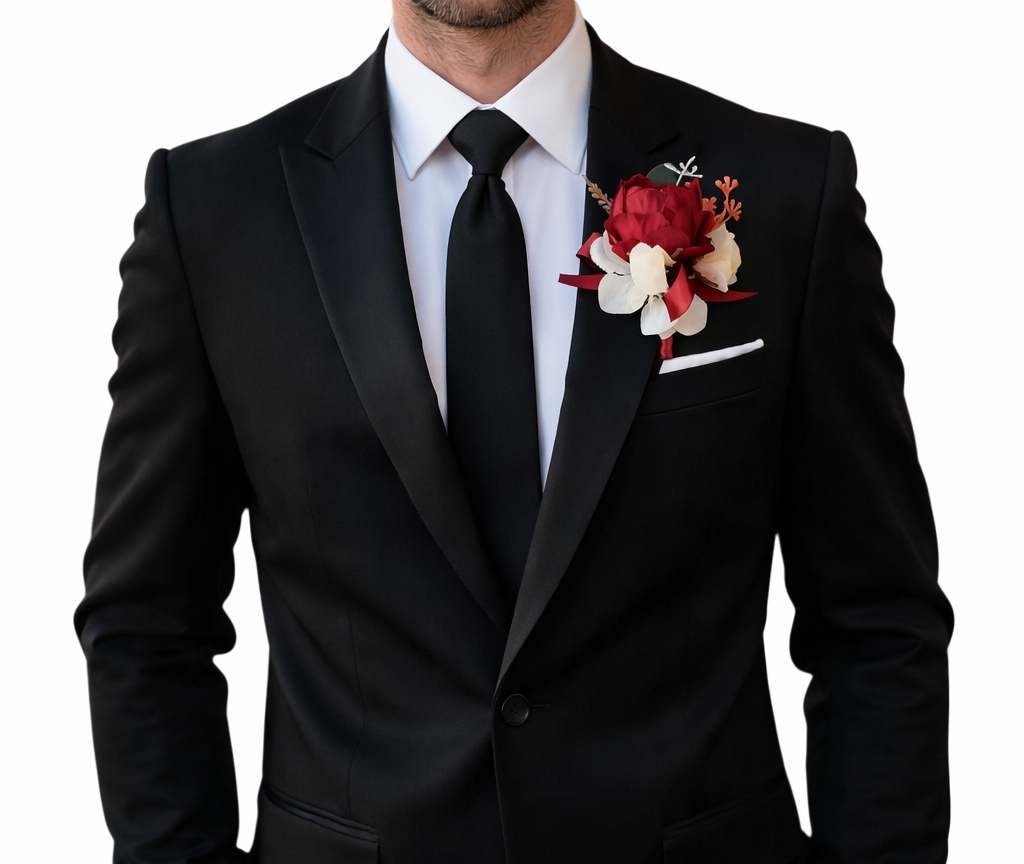 Flor de lapela artificial de alta qualidade para casamento flor marsala