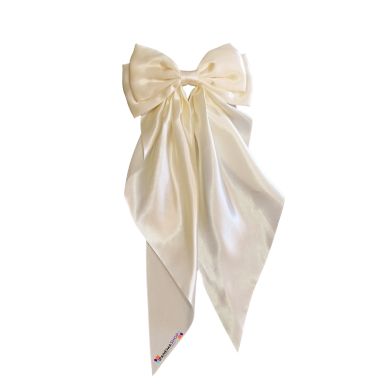 Laço de cabelo noiva cetim offwhite