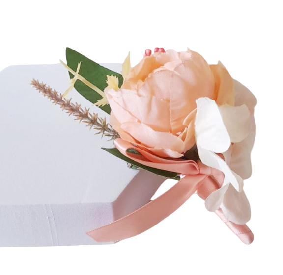 Flor de lapela artificial de alta qualidade para casamento flor pêssego