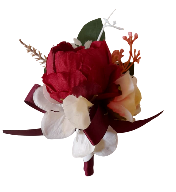 Flor de lapela artificial de alta qualidade para casamento flor marsala