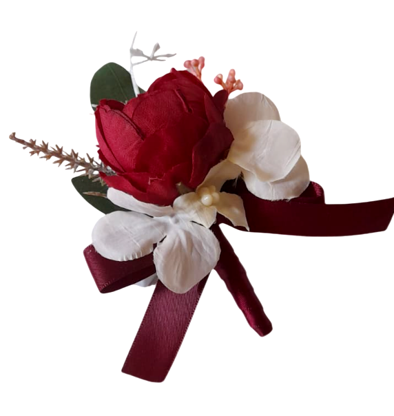 Flor de lapela artificial de alta qualidade para casamento flor marsala