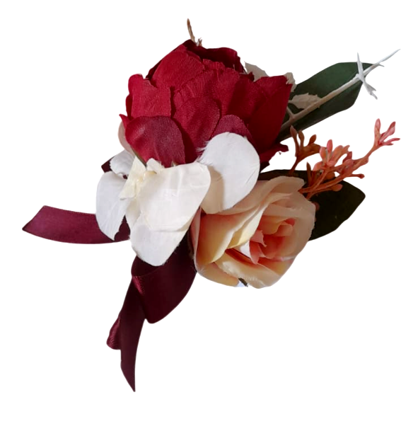 Flor de lapela artificial de alta qualidade para casamento flor marsala