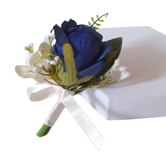 Flor de lapela artificial de alta qualidade para casamento flor azul