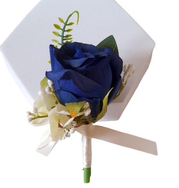 Flor de lapela artificial de alta qualidade para casamento flor azul