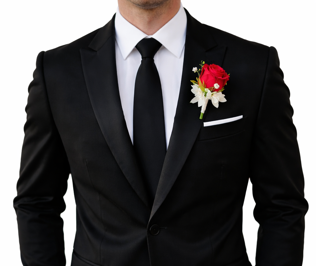 Flor de lapela artificial de alta qualidade para casamento flor vermelha