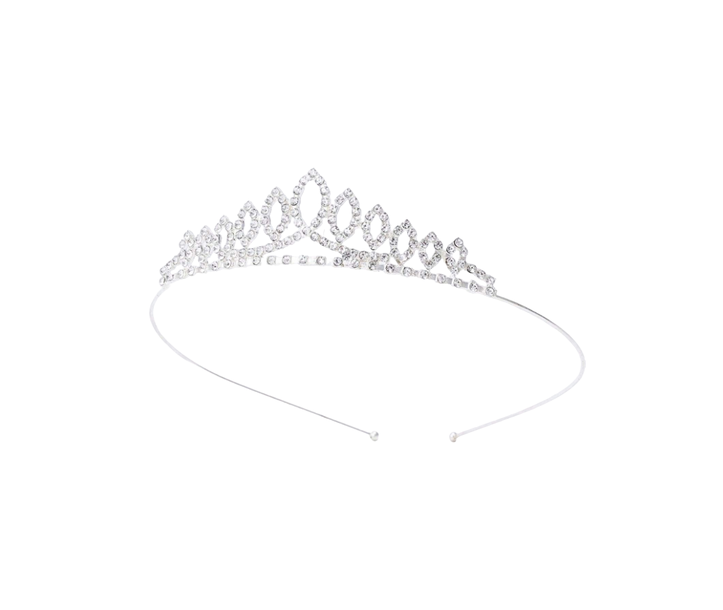 Tiara delicada com cristais para daminha, debutante e noiva civil